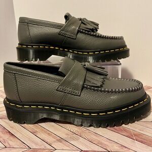 Dr. Martens Adrian Gunmetal Grey Wmns 6 Virginia Leather Tassel Loafers Academia